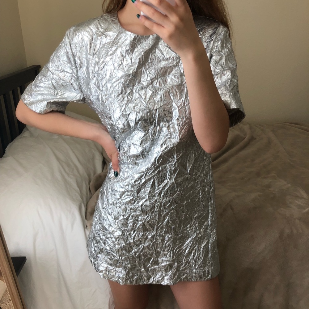 Topshop Metallic Sliver Dress